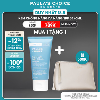 Kem chống nắng đa năng không bết dính Paula's Choice Resist Super - Light Daily Wrinkle Defense SPF 30 60ml mã 7760