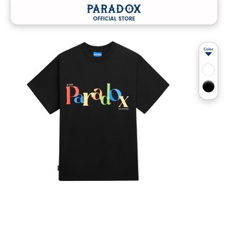 Áo thun form rộng paradox tay lỡ - unisex - in hình - the playful logo tee - đen, trắng