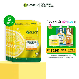 Bộ 5 mặt nạ tinh chất Quả Yuzu và Vitamin C sáng da tức thì Garnier 28g