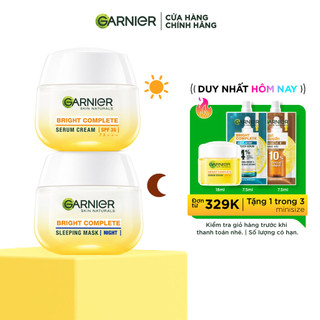 Bộ kem dưỡng da ngày đêm làm sáng và đều màu da Garnier Vitamin C Serum Cream 50ml
