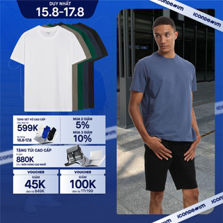 Áo Thun Unisex Cotton Cổ Tròn ICONDENIM Form Suông Basic Tee Trơn 5 màu Co Giãn 4 Chiều ATID0122