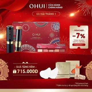 Bộ Kem nền dạng thỏi siêu che phủ kiểm soát nhờn OHUI Ultimate Cover Stick Foudation và Bảng phấn mắt 5 màu