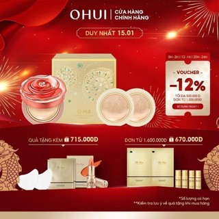 Bộ phấn nước hoa hồng OHUI Ultimate Cover Cushion Moisture Coral Rose Edition Set