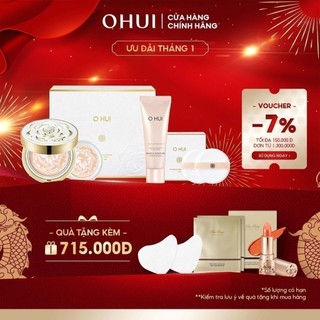 Bộ phấn nền dưỡng trắng OHUI Ultimate Brightening Essence Pact 13g + lõi Refill 13g