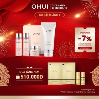 Combo làm sạch dưỡng trắng ẩm mịn OHUI Extreme Bright Cleansing Foam MM Set