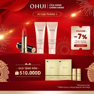 [Mã COSLUX09 giảm 120K đơn 1500K] Combo Son môi OHUI Rouge Real Lipstick và 2 tuýp sữa rửa mặt dưỡng ẩm Miracle Moisture
