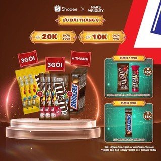 Combo kẹo sô cô la snickers, m&m's sữa, m&m's đậu phộng