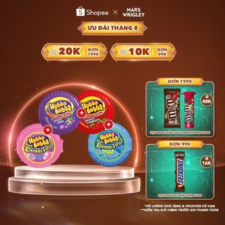 Combo 4 hộp kẹo Sing-gum Hubba Bubba mix 4 vị dâu tây, vị truyền thống, vị nho, vị mâm xôi
