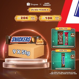 Combo 9 thanh kẹo Sô Cô la Snickers thanh 51g