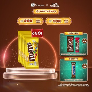 Combo 6 gói kẹo sô cô la nhân đậu phộng m&m's 37g