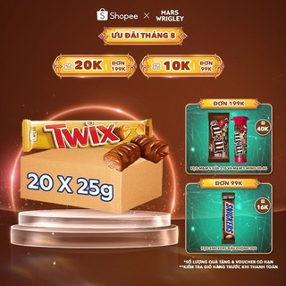 Combo 20 Thanh bánh quy Twix phủ Sô cô la Sữa và Caramen 25g