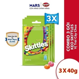 Combo 3 gói kẹo Skittles Hương Trái Cây Chua 40g