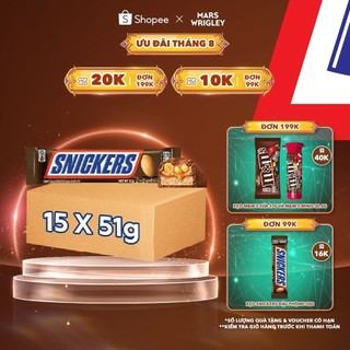 Combo 15 thanh kẹo Sô Cô la Snickers thanh 51g