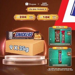 Combo 9 kẹo sô cô la snickers thanh 35g