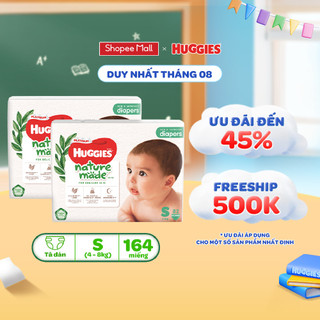 Combo 2 Tã/Bỉm dán sơ sinh Huggies Platinum NatureMade S82 -Gói Super Jumbo 82 miếng
