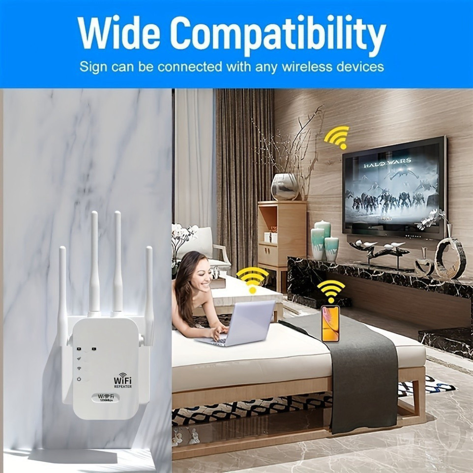 Kích sóng Wifi 4 râu tốc độ cao 1200mpbs  5G / 2.4G 300Mbs. Mở rộng vùng phủ sóng, cải thiện tốc độ mạng Wifi HOT | BigBuy360 - bigbuy360.vn