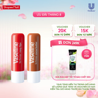 Bộ 2 son dưỡng môi Vaseline dạng thỏi Lip Therapy Stick:Bơ Cao Cao và Hồng Xinh (4.8g x2)
