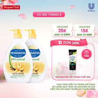 [LIVE 15.8 ĐỘC QUYỀN] Combo 2 Sữa tắm chiết xuất sữa và hoa vani Monsavon (1000ml x2)
