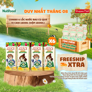 Combo 6 lốc nước rau củ quả nuvi vị cam 180ml