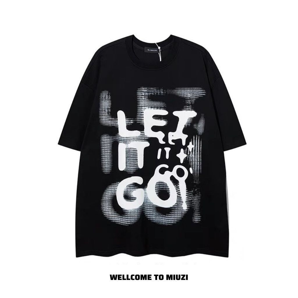 TRUH Áo thun tay lỡ Unisex form rộng in chữ LET IT GO 100% cotton cực mát AP023