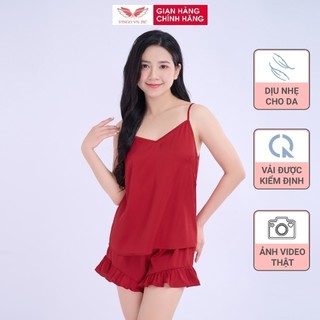 Bộ ngủ 2 dây lụa mặc nhà cao cấp mềm mịn VINGO nhiều màu siêu mát N248 VNGO