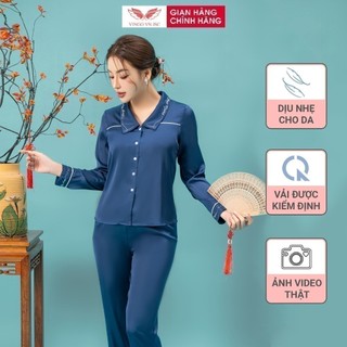 Bộ ngủ nữ pijama lụa mặc nhà hoàng diệp vingo thanh lịch mặc mùa hè mát h1091 vngo