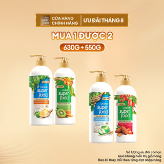 Combo dầu gội lashe superfood sạch gàu 630g + tặng dầu xả lashe superfood 550g
