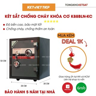 Két sắt chống cháy Việt Tiệp K88BLN-KC nặng 55kg khóa cơ thép đúc đặc, 2 ngăn để đồ rộng rãi