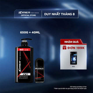 Combo Tắm Gội X-Men for Boss Intense 2IN1 650g và Lăn khử mùi Intense 40ml