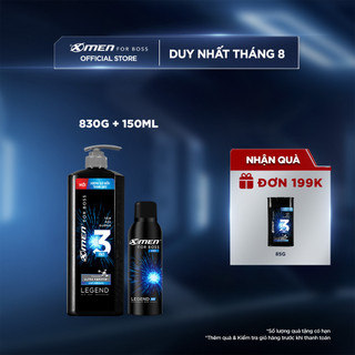 Combo Tắm-gội-dưỡng 3in1 830g và Xịt khử mùi X-Men for Boss 150ml Legend hương gió biển thanh mát