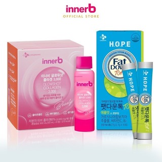 Bộ Collagen InnerBGlowshot(50mlx6)&CJFATDOWNTOKTOK APPLE hỗ trợ chuyển hóa chất béo(2.7x10)