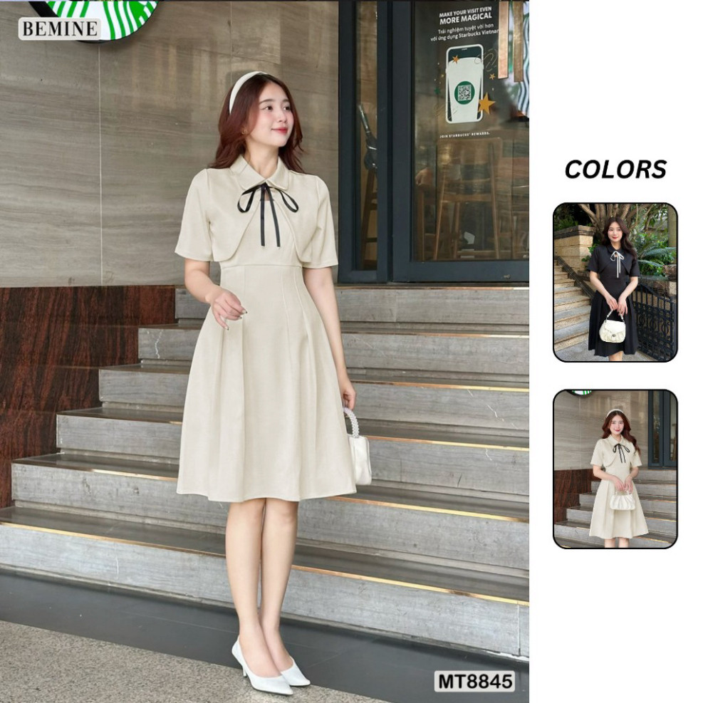 Đầm thiết kế giả áo khoác tay lửng tùng xoè BEMINE MT8845