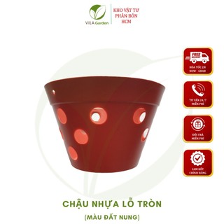 Chậu nhựa giả đất nung trồng lan, cây cảnh lỗ tròn f15 - f21