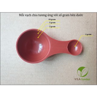 Muỗng, thìa đong phân bón dạng bột, chất rắn..2 đầu đong định lượng 1g , 2g, 5g, 10g