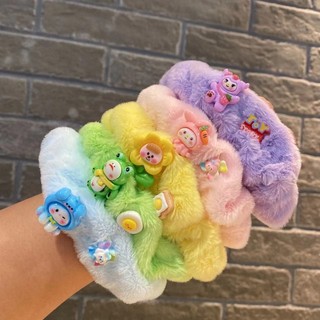  Cột Tóc Lông Nhung Scrunchies Đính Charm Mềm Mại Dày Dặn Dễ Thương Phụ Kiện Tóc Cho Nữ Và Bé Gái 