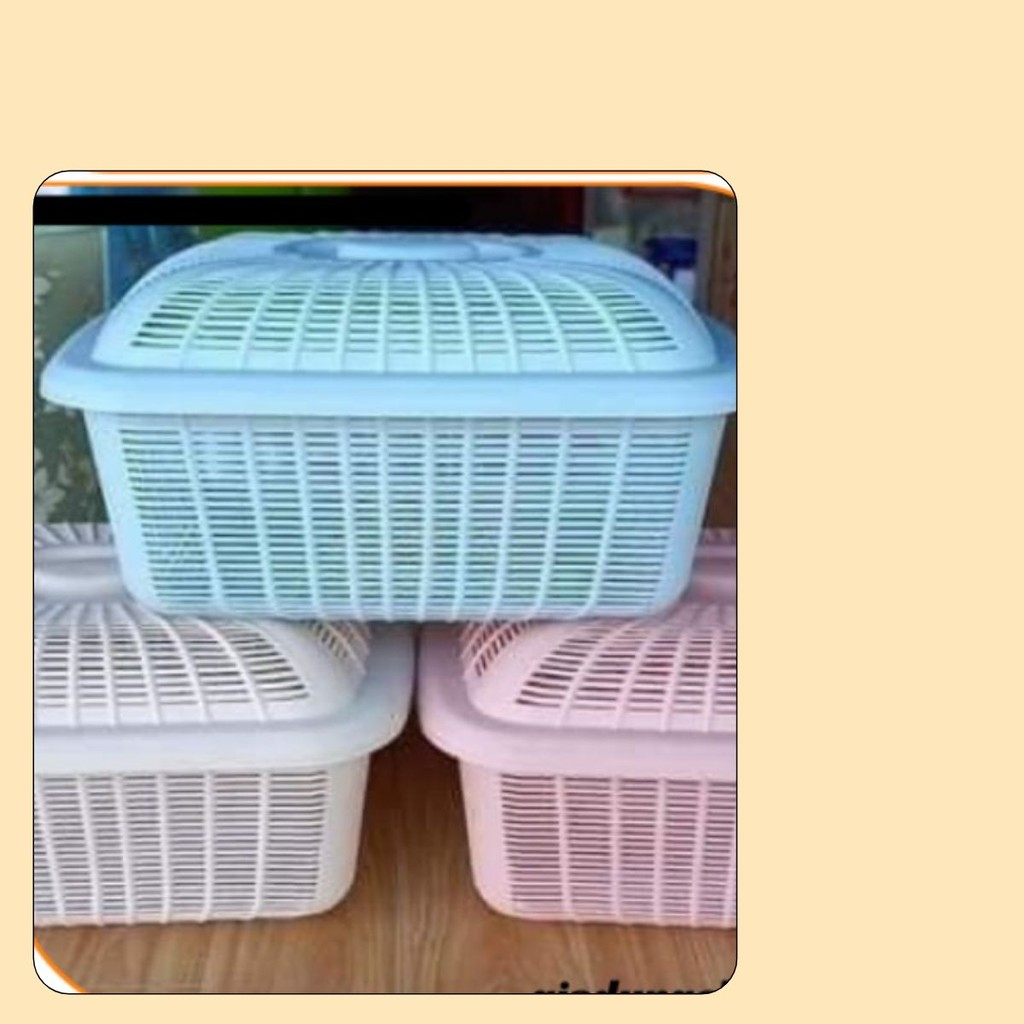 Set 3 bộ rổ nhựa có nắp đậy nhựa đựng trái cây , rau củ quả