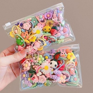  Túi 50 Dây Cột Tóc Xoắn Ốc Đính Thú Trái Cây Hoa Nhiều Màu Sắc Cho Bé Phụ Kiện Tóc Xu Hướng 