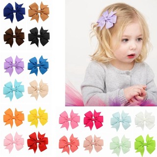  Set 2 Cái Kẹp Tóc Nơ Trơn Gân Nhiều Màu Sắc Cho Bé Gái Phụ Kiện Tóc Nữ Xu Hướng Mới Hợp Thời Trang 