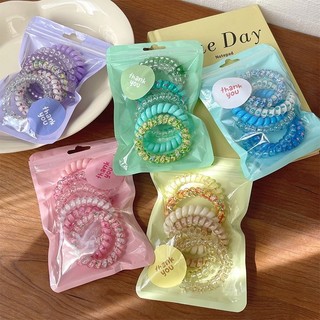  Set 6 Cột Tóc Nhựa Lò Xo Màu Thạch Cùng Tone Nhiều Màu Sắc Ngọt Ngào Dễ Thương Cho Bạn Gái Phụ Kiện Tóc Nữ Xu Hướng 