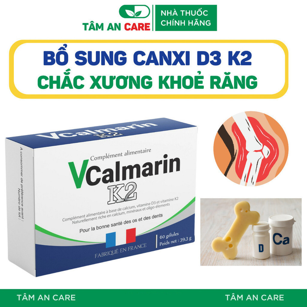 Viên Uống Bổ Sung Calci Vcalmarin K2 - Bổ Sung Canxi, Vitamin D3, K2, Xương Răng Chắc Khoẻ, Ngăn Loã