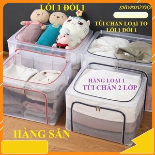 Túi đựng quần áo khung sắt trong suốt cao cấp (Loại 2 lớp- 70L)