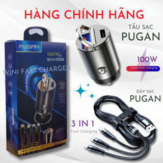 Sạc siêu nhanh ô tô PUGAN 100w , Tẩu sạc nhanh cắm tẩu âm nguồn 2 cổng USB và TYPE C phù hợp tất cả ô tô hàng chính hãng