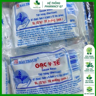 Thương hiệu Bảo Thạch: Gạc y tế Bảo Thạch túi 10 miếng / Gạc nhỏ