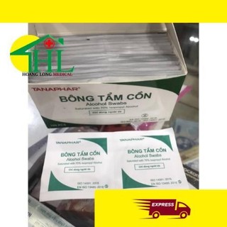 [ĐẠI LÝ] Hộp 100 Miếng Gạc Tẩm Cồn Sát Khuẩn, Bông Tẩm Cồn Y Tế Tiệt Trùng Sát Trùng, Cồn Khô Alcohol Pads TANAPHAR
