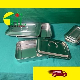 Khay đựng dụng cụ y tế kèm nắp, hộp đựng dụng cụ y tế inox chất lượng cao