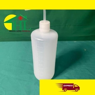 Bình tia nắp trắng, vòi cong, dung tích 1000ml, nhựa PP