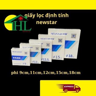 Giấy lọc định tính NewStar đường kính  9cm, 11cm, 12.5cm, 15cm,18cm (hộp 100 tờ) chảy trung bình 102,giấy lọc thí nghiệm
