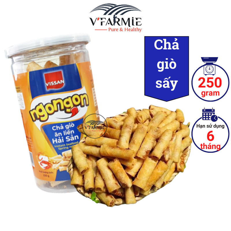 Chả giò sấy giòn ăn liền hải sản hộp 250g - Chả giò ALNN Hải sản Vissan 250g