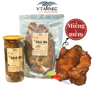 Khô bò miếng mềm hũ 300g - bò khô ăn vặt Vfarmie Sài Gòn