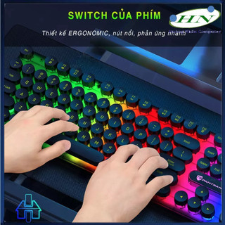 Bàn phím máy tính gaming giả cơ YINDIAO PK100 có dây nút tròn Led RGB chống nước chuyên chơi game và làm việc văn phòng